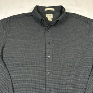 L.L. Bean Traditional Fit Flannel Shirt XL Tall Gray Black Mini Check